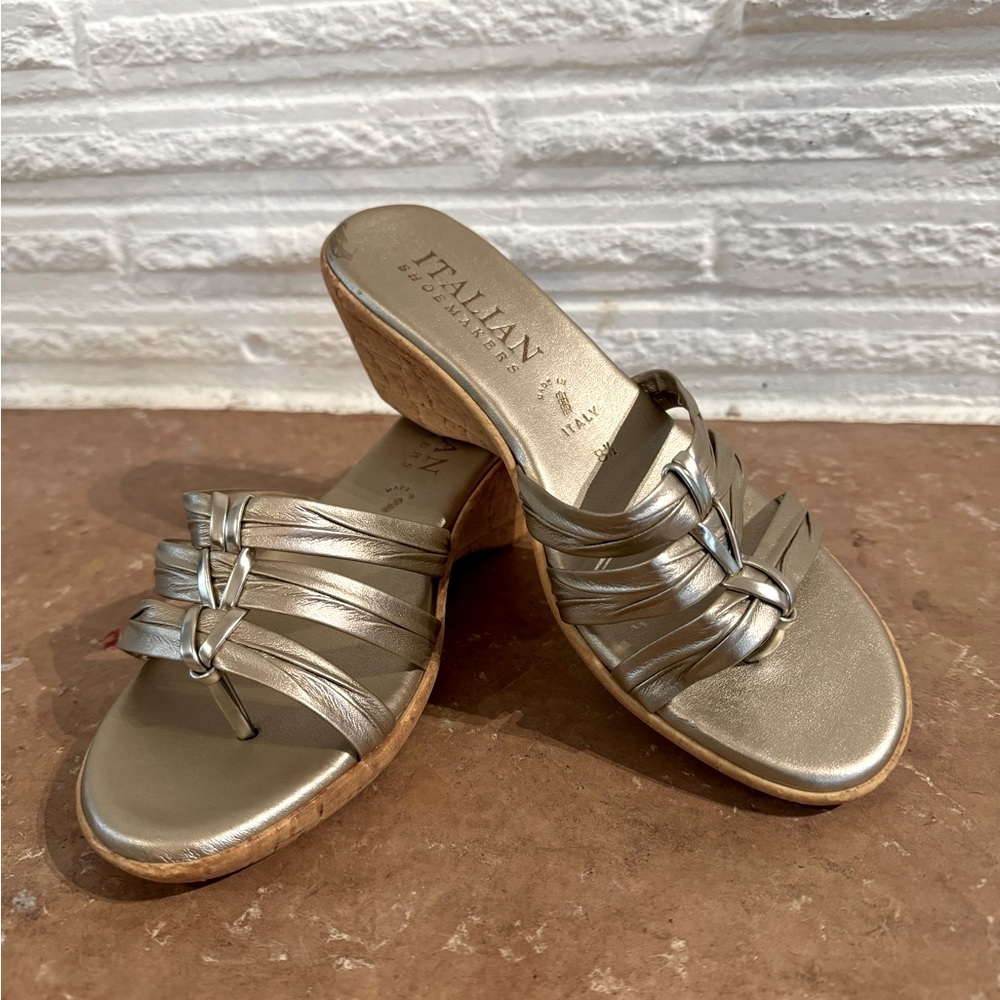 Italian leather sandal wedge